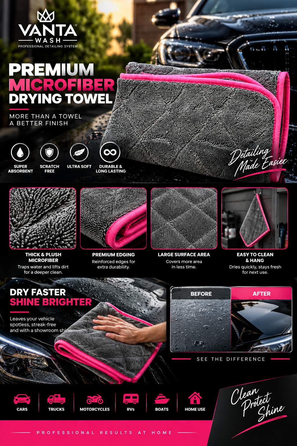 Pink Ribbon Premium Twist Loop Drying Towel – 50 x 60 cm