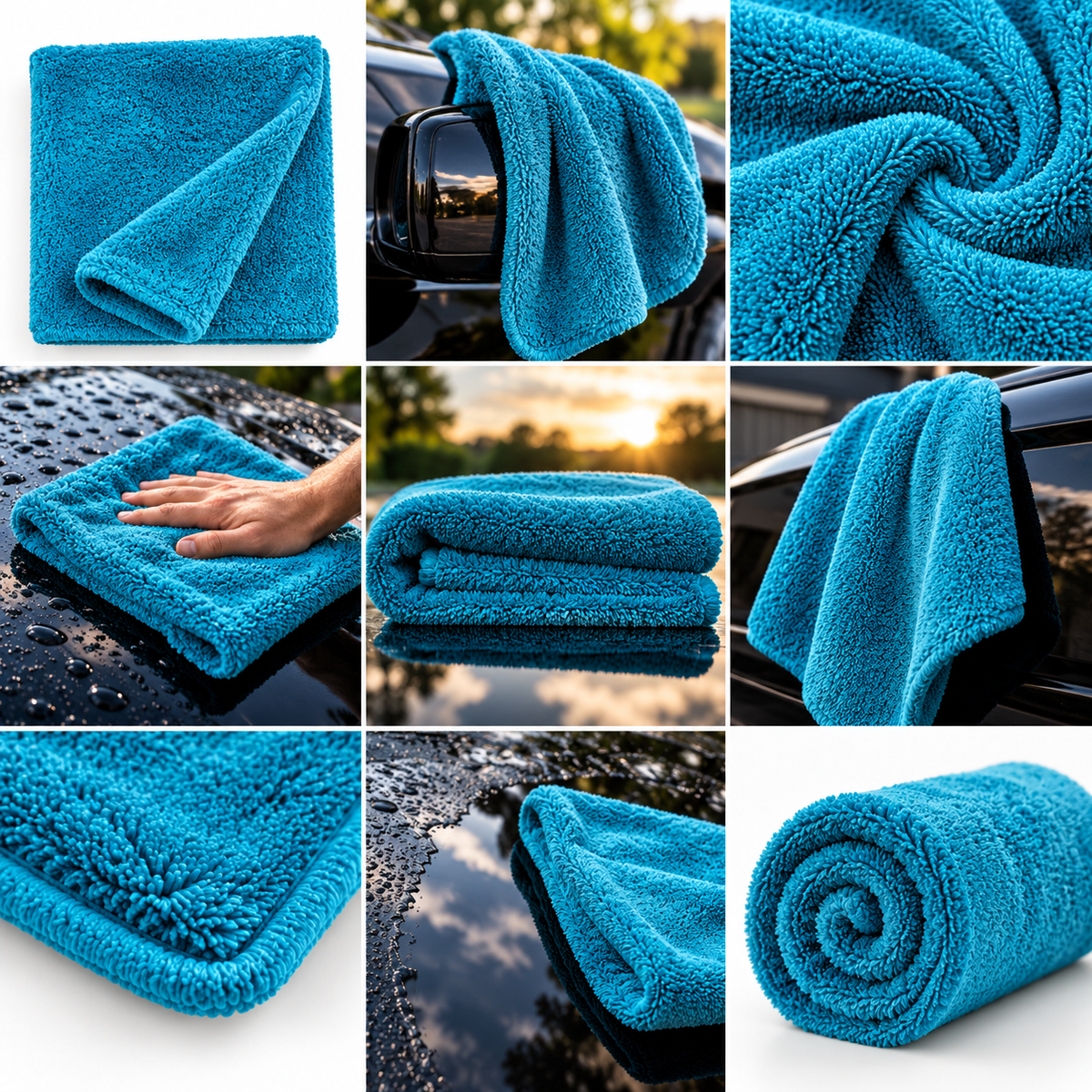 Coral Blue Fleece Interior Towel | High Density 40x40cm