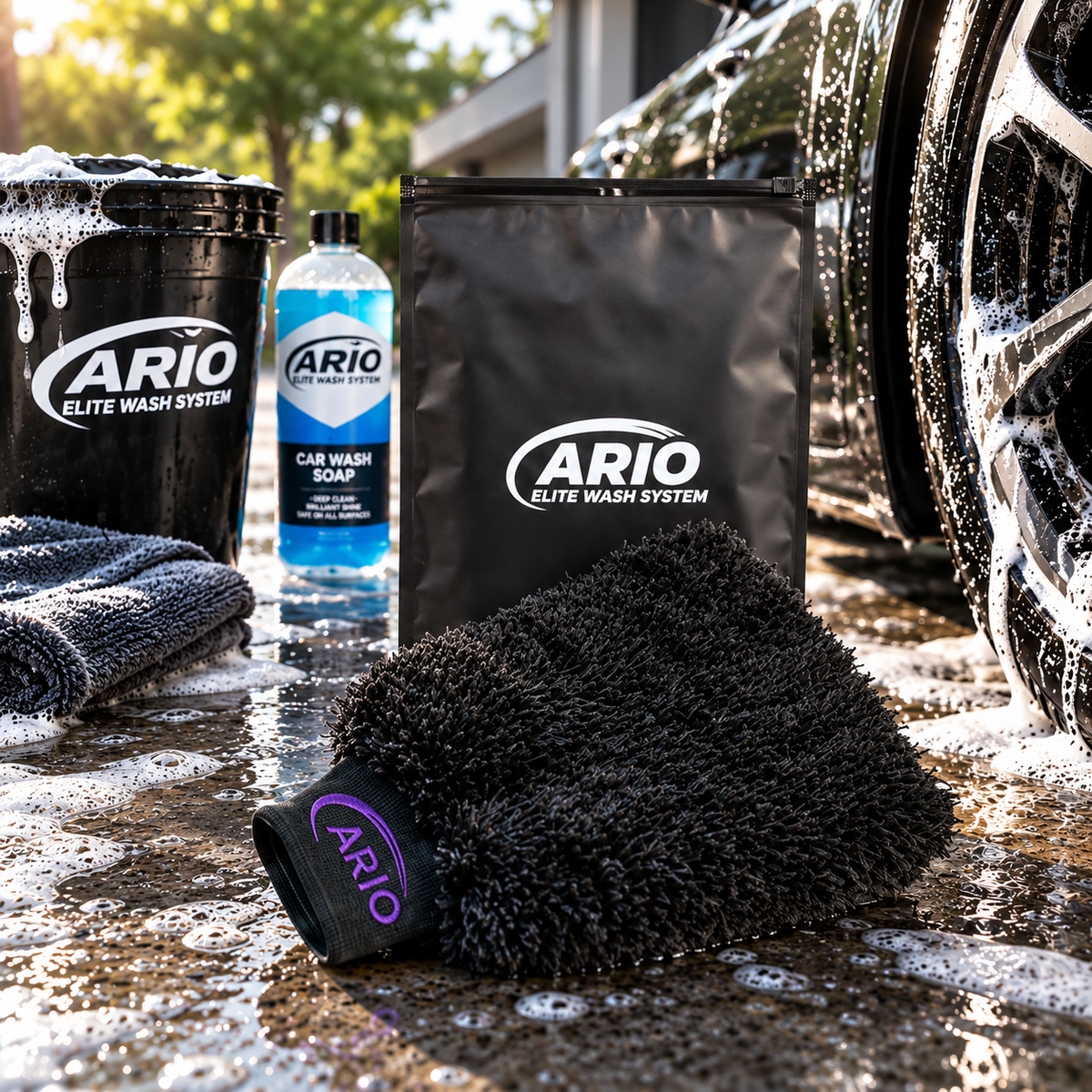 AEWS Solid Black Wash Mitt