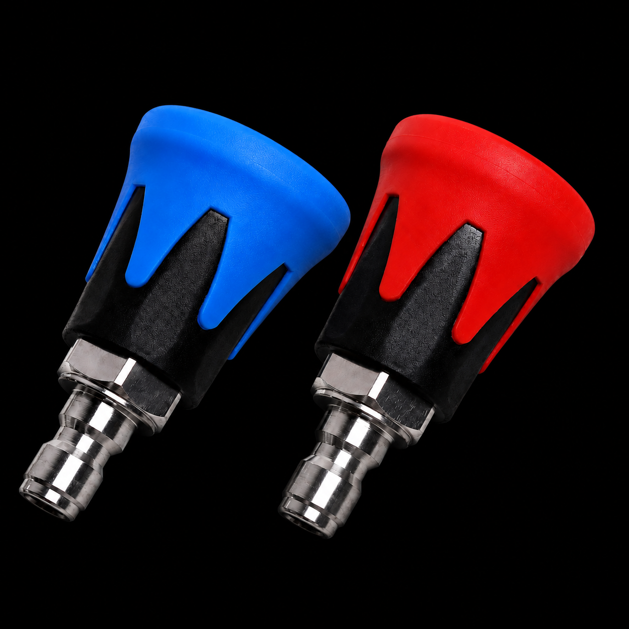 Nitro Tech Pressure Washer Horn Nozzle Tip Soft Guards 2-Pack Red/Blue 1/4" QC